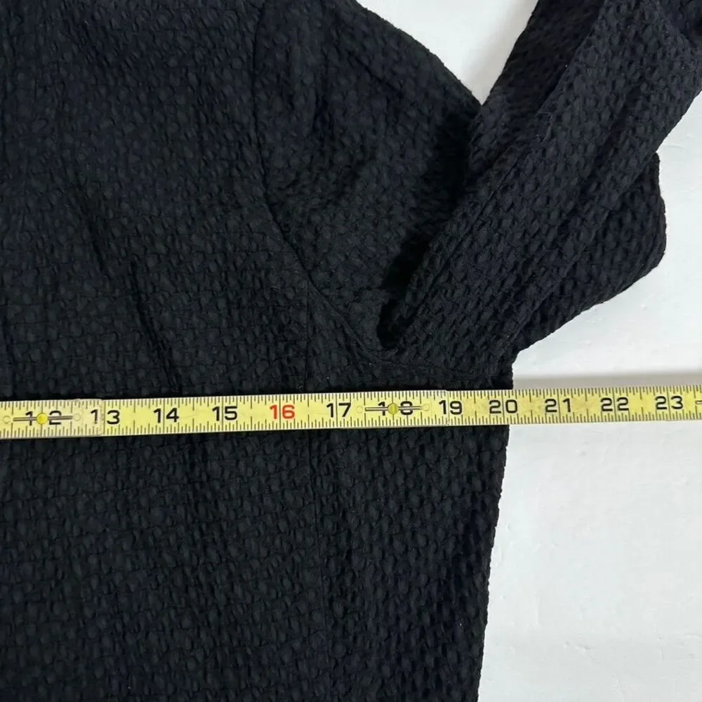 Eileen Fisher Black Textured Knit Long Blazer‎ Jacket Professional Office Wear M